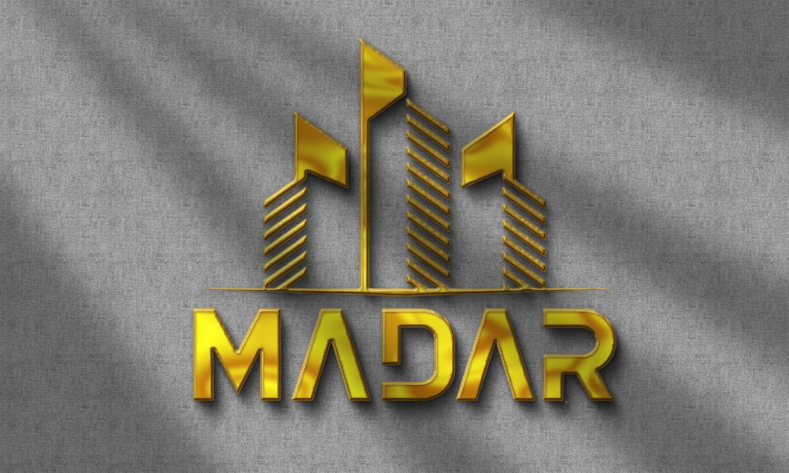 Gold Logo Mockup on grey wall